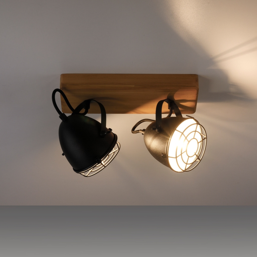 Leuchten Direkt 15172-18 - Foco BEETLE 2xE14/10W/230V pinho