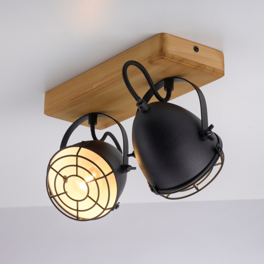 Leuchten Direkt 15172-18 - Foco BEETLE 2xE14/10W/230V pinho