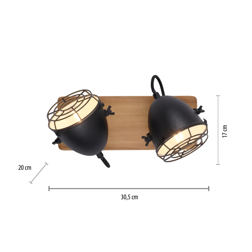 Leuchten Direkt 15172-18 - Foco BEETLE 2xE14/10W/230V pinho