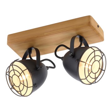 Leuchten Direkt 15172-18 - Foco BEETLE 2xE14/10W/230V pinho