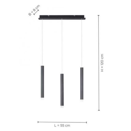 Leuchten Direkt 15203-18 - Candelabro suspenso LED 3xLED/4,8W/230V preto