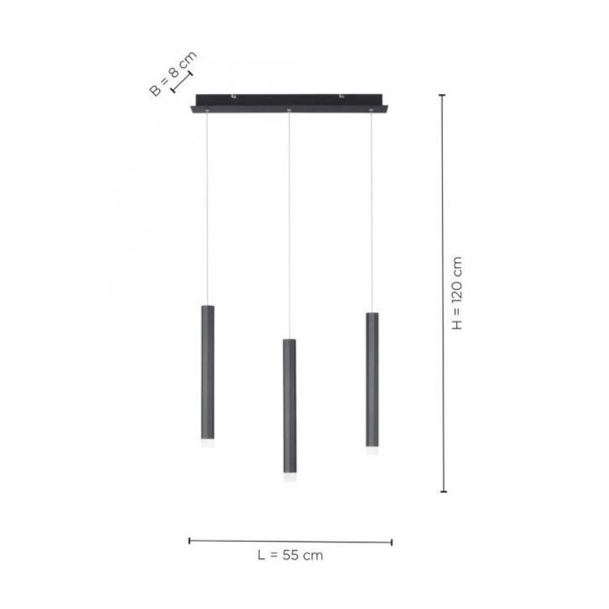 Leuchten Direkt 15203-18 - Candelabro suspenso LED 3xLED/4,8W/230V preto