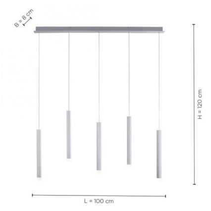 Leuchten Direkt 15205-95 - Candelabro suspenso LED BRUNO 5xLED/4,8W/230V