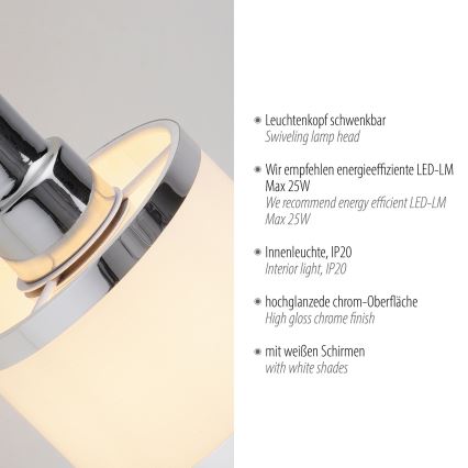 Leuchten Direkt 15371-17 - Foco de parede ACCOR 1xE14/25W/230V