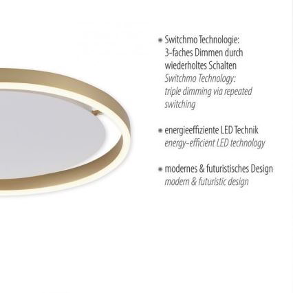 Leuchten Direkt 15391-60 - Iluminação de teto LED com regulação RITUS LED/20W/230V latão