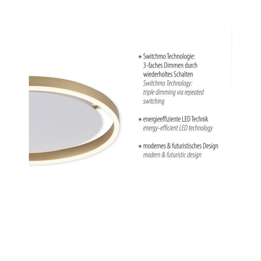 Leuchten Direkt 15391-60 - Iluminação de teto LED com regulação RITUS LED/20W/230V latão