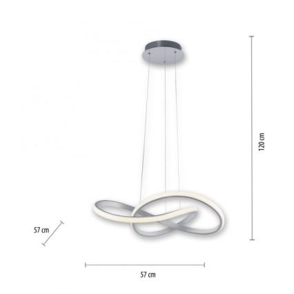 Leuchten Direkt 15402-95- Candelabro suspenso LED com regulação MARIA LED/25W/230V mate cromado