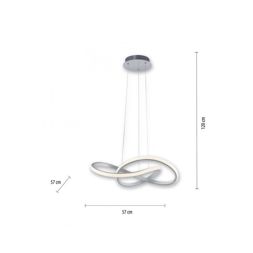 Leuchten Direkt 15402-95- Candelabro suspenso LED com regulação MARIA LED/25W/230V mate cromado