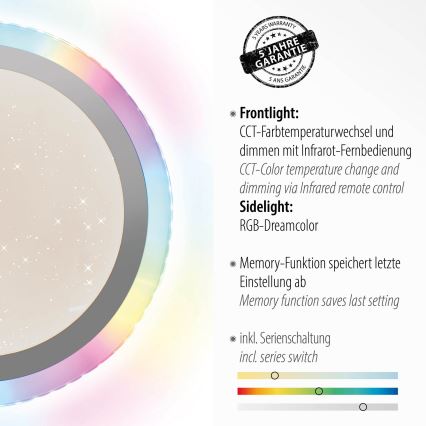 Leuchten Direkt 15411-21- Iluminação de teto LED RGB com regulação CYBA LED/26W/230V