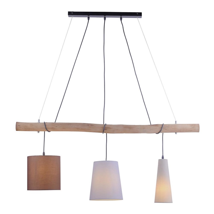 Leuchten Direkt 15460-23 - Candelabro suspenso DAMIAN 3xE27/60W/230V eucalipto