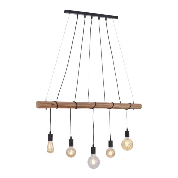 Leuchten Direkt 15515-18 - Candelabro suspenso DAMIAN 5xE27/60W/230V eucalipto