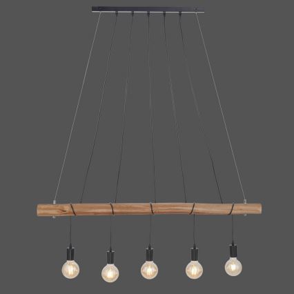 Leuchten Direkt 15515-18 - Candelabro suspenso DAMIAN 5xE27/60W/230V eucalipto