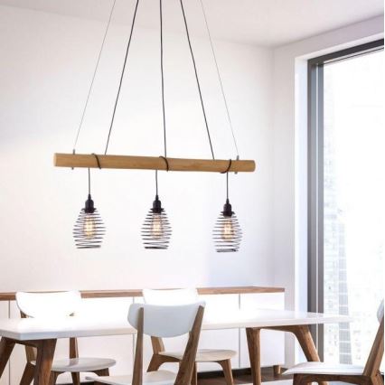 Leuchten Direkt 15526-79 - Candelabro suspenso SPRING 3xE27/40W/230V eucalipto