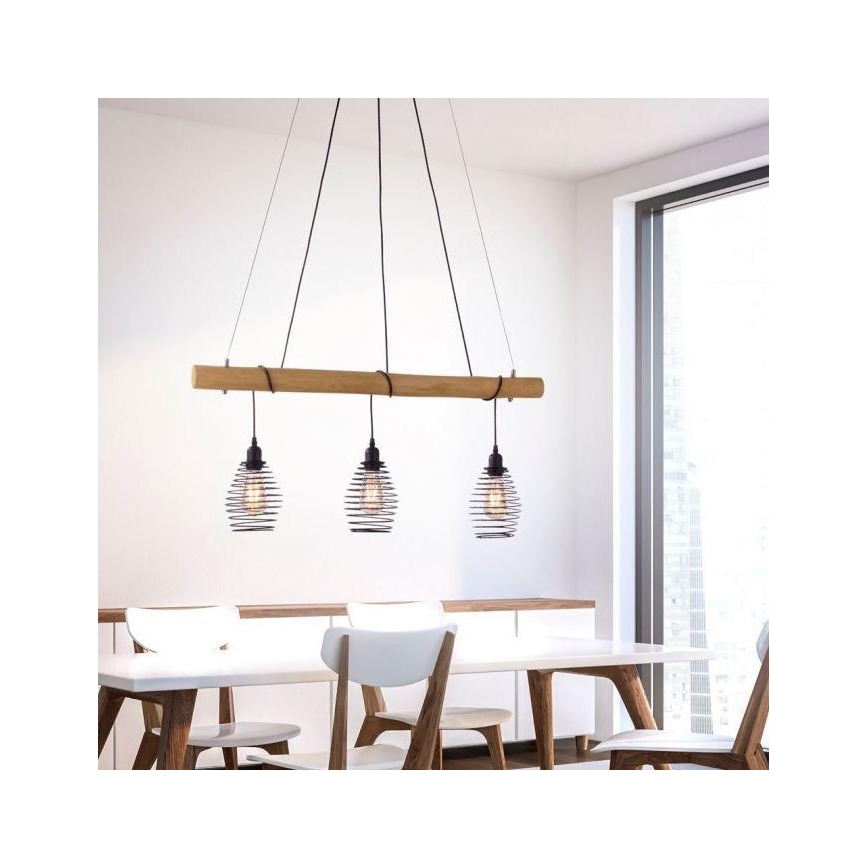 Leuchten Direkt 15526-79 - Candelabro suspenso SPRING 3xE27/40W/230V eucalipto