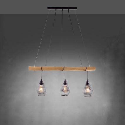 Leuchten Direkt 15526-79 - Candelabro suspenso SPRING 3xE27/40W/230V eucalipto