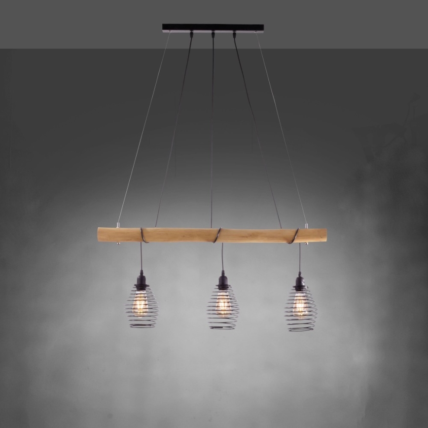 Leuchten Direkt 15526-79 - Candelabro suspenso SPRING 3xE27/40W/230V eucalipto