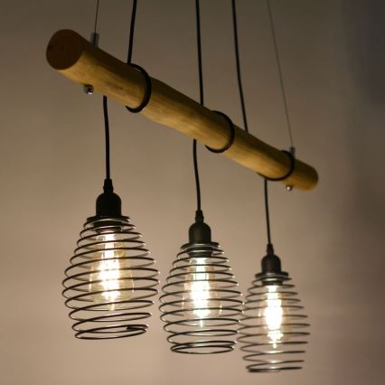 Leuchten Direkt 15526-79 - Candelabro suspenso SPRING 3xE27/40W/230V eucalipto