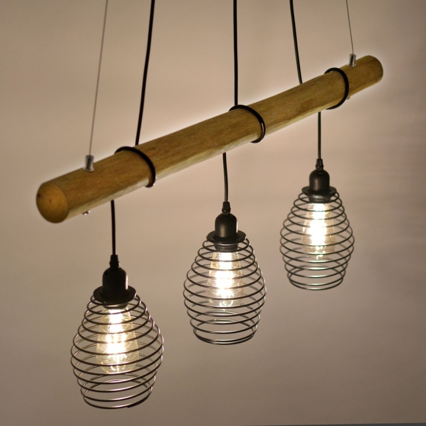 Leuchten Direkt 15526-79 - Candelabro suspenso SPRING 3xE27/40W/230V eucalipto