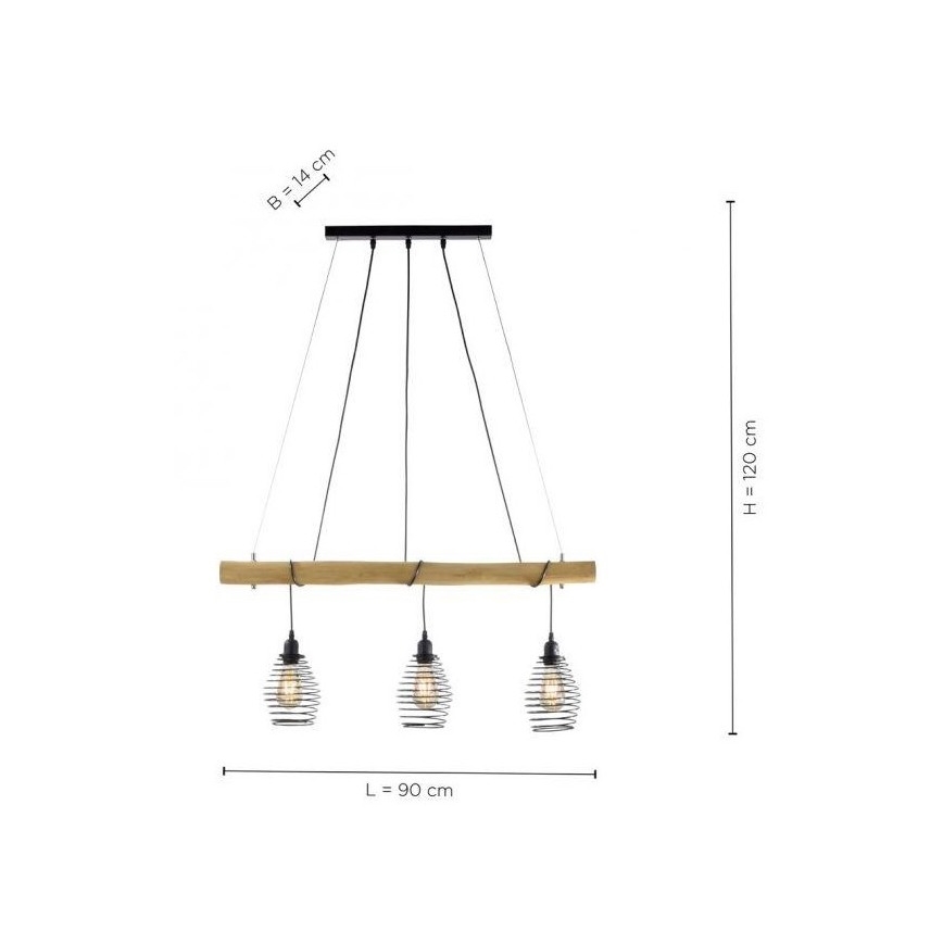 Leuchten Direkt 15526-79 - Candelabro suspenso SPRING 3xE27/40W/230V eucalipto