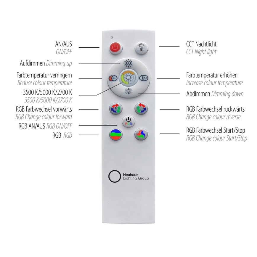 Leuchten Direkt 15556-18 - Iluminação de teto RGBW com regulação GALACTICA LED/32W/230V 2700-5000K + controlo remoto
