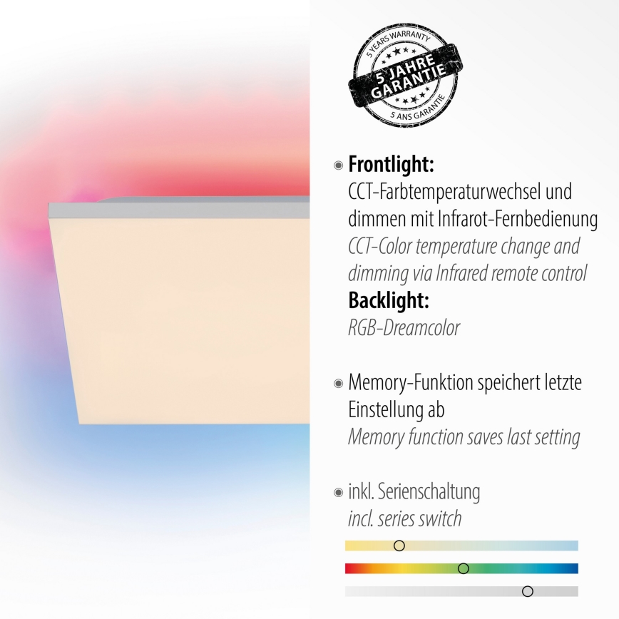 Leuchten Direkt 15561-16 - Iluminação de teto LED RGB com regulação CONRAD LED/27W/230V + controlo remoto