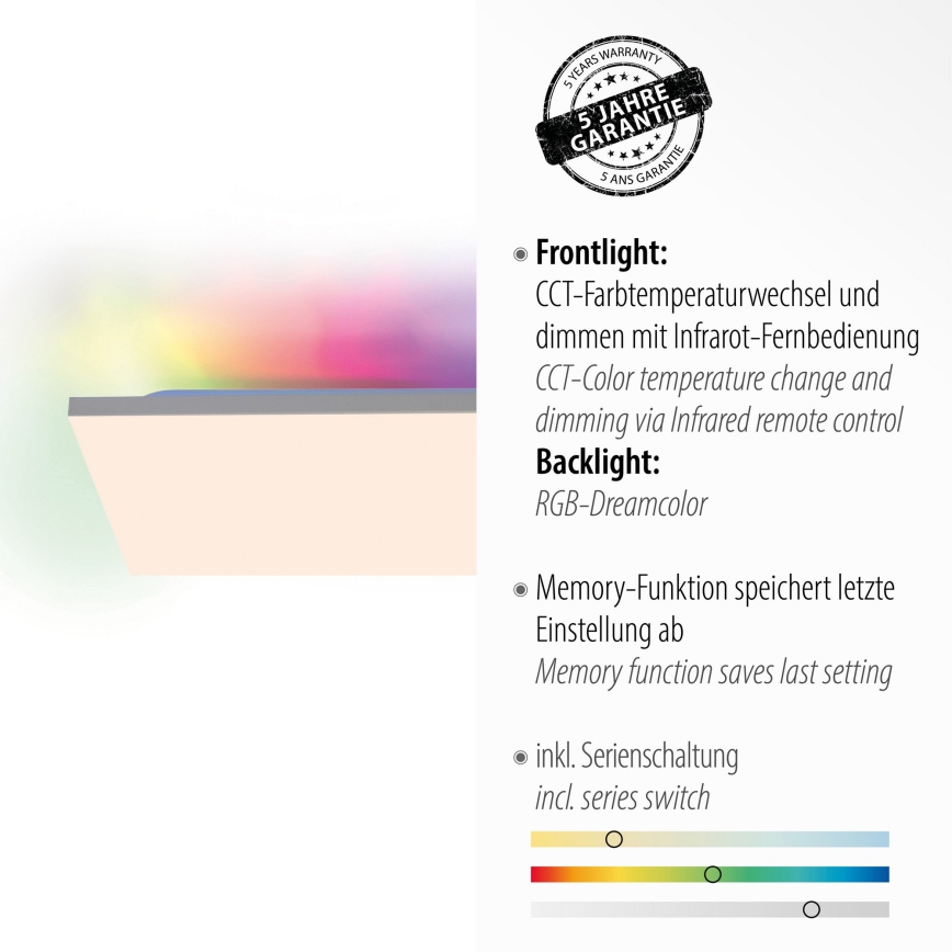 Leuchten Direkt 15562-16 - Iluminação de teto LED RGB com regulação CONRAD LED/35W/230V + controlo remoto