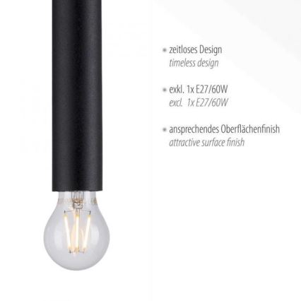 Leuchten Direkt 15617-18 - Candelabro suspenso BRUNA 1xE27/60W/230V preto