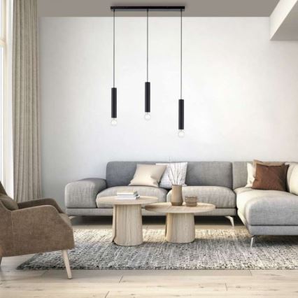 Leuchten Direkt 15618-18 - Candelabro suspenso BRUNA 3xE27/60W/230V preto