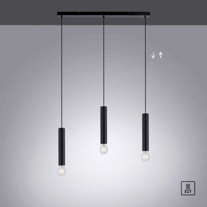 Leuchten Direkt 15618-18 - Candelabro suspenso BRUNA 3xE27/60W/230V preto