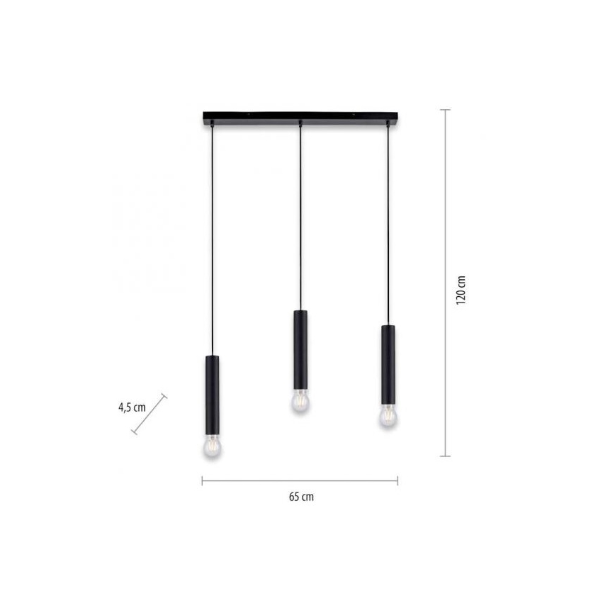 Leuchten Direkt 15618-18 - Candelabro suspenso BRUNA 3xE27/60W/230V preto