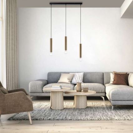Leuchten Direkt 15618-60 - Candelabro suspenso BRUNA 3xE27/60W/230V latão