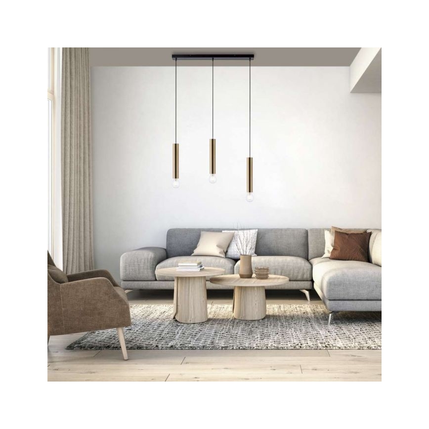 Leuchten Direkt 15618-60 - Candelabro suspenso BRUNA 3xE27/60W/230V latão