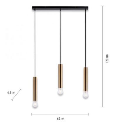 Leuchten Direkt 15618-60 - Candelabro suspenso BRUNA 3xE27/60W/230V latão