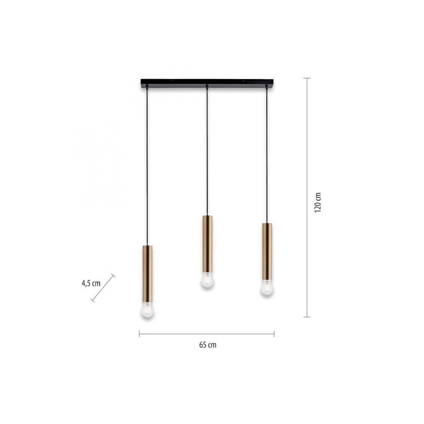 Leuchten Direkt 15618-60 - Candelabro suspenso BRUNA 3xE27/60W/230V latão