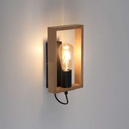 Leuchten Direkt 15654-18 - Iluminação de parede FRANKY 1xE27/60W/230V acácia