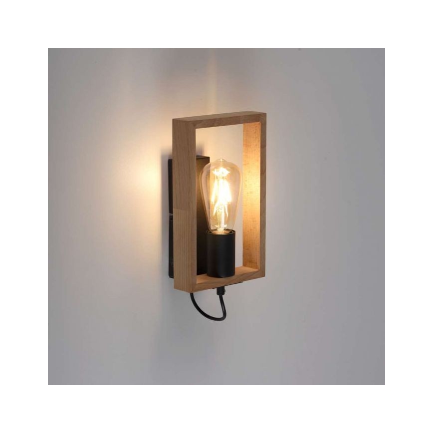 Leuchten Direkt 15654-18 - Iluminação de parede FRANKY 1xE27/60W/230V acácia