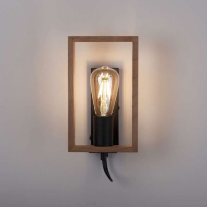 Leuchten Direkt 15654-18 - Iluminação de parede FRANKY 1xE27/60W/230V acácia