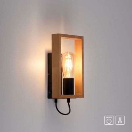 Leuchten Direkt 15654-18 - Iluminação de parede FRANKY 1xE27/60W/230V acácia