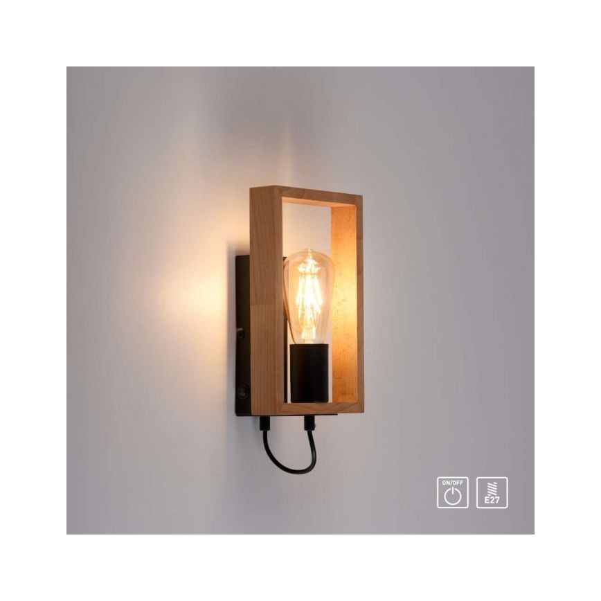 Leuchten Direkt 15654-18 - Iluminação de parede FRANKY 1xE27/60W/230V acácia