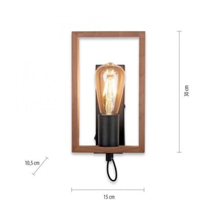 Leuchten Direkt 15654-18 - Iluminação de parede FRANKY 1xE27/60W/230V acácia
