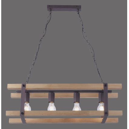 Leuchten Direkt 15684-79 - Candelabro suspenso EDITH 4xE27/60W/230V pinho