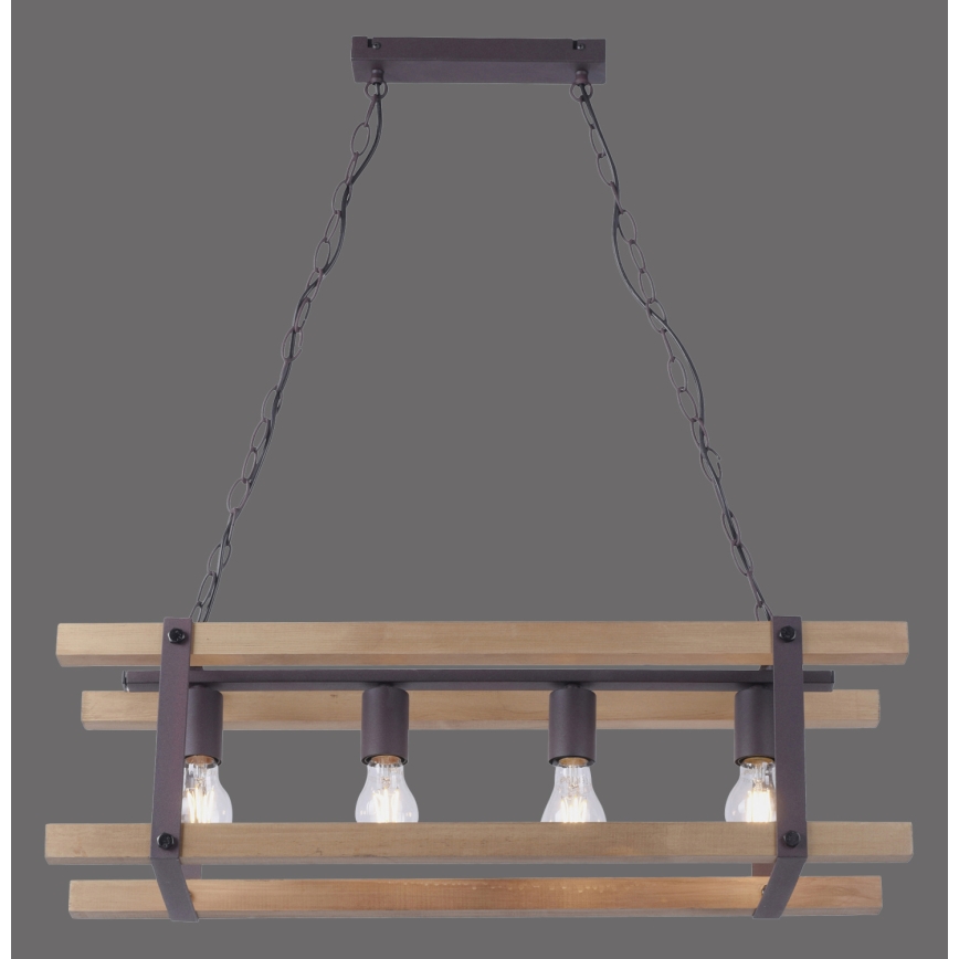 Leuchten Direkt 15684-79 - Candelabro suspenso EDITH 4xE27/60W/230V pinho