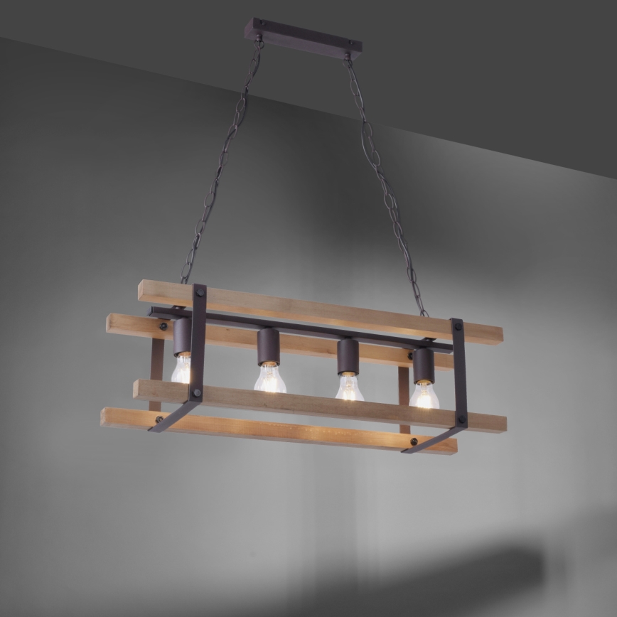 Leuchten Direkt 15684-79 - Candelabro suspenso EDITH 4xE27/60W/230V pinho