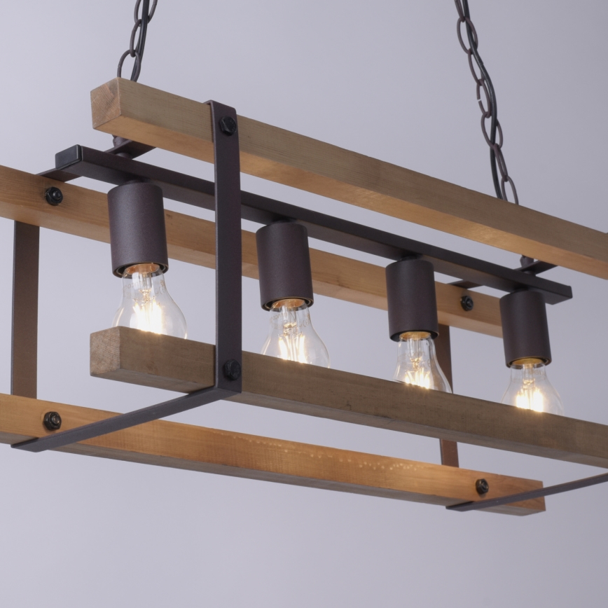Leuchten Direkt 15684-79 - Candelabro suspenso EDITH 4xE27/60W/230V pinho