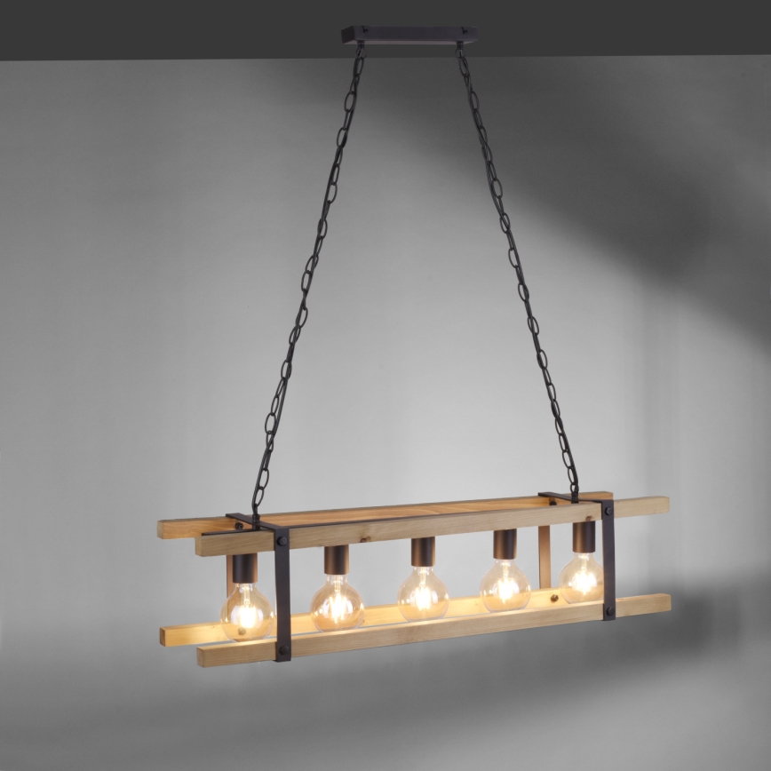 Leuchten Direkt 15685-79 - Candelabro suspenso EDITH 5xE27/60W/230V pinho