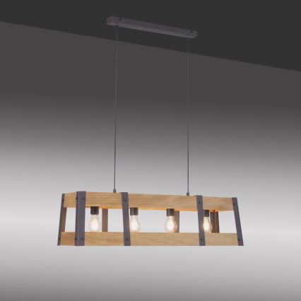 Leuchten Direkt 15721-79 - Candelabro num fio CRATE 4xE27/60W/230V