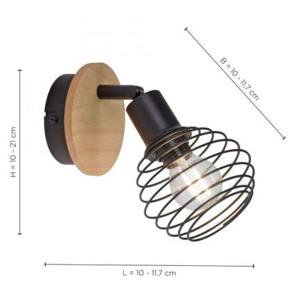 Leuchten Direkt 15921-79 - Foco de parede EUGEN 1xE14/40W/230V carvalho