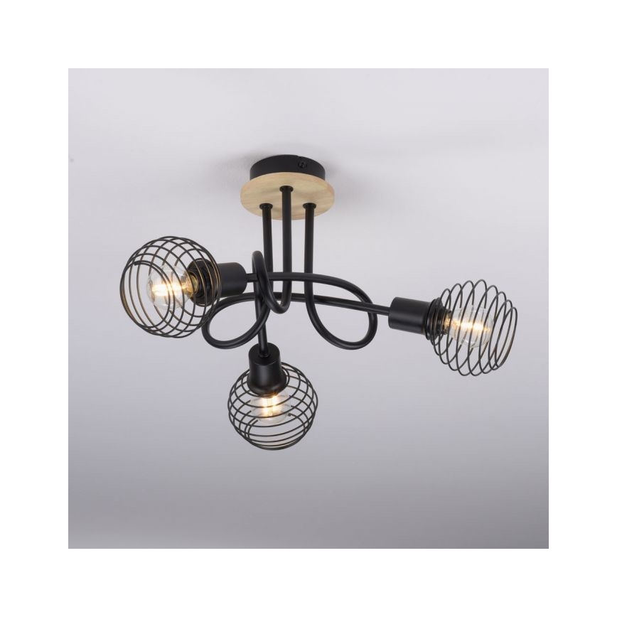 Leuchten Direkt 15923-79 - Candelabro integrado EUGEN 3xE14/40W/230V carvalho