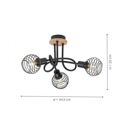 Leuchten Direkt 15923-79 - Candelabro integrado EUGEN 3xE14/40W/230V carvalho