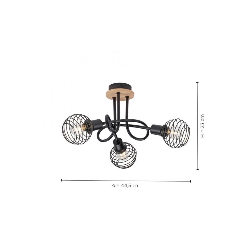 Leuchten Direkt 15923-79 - Candelabro integrado EUGEN 3xE14/40W/230V carvalho